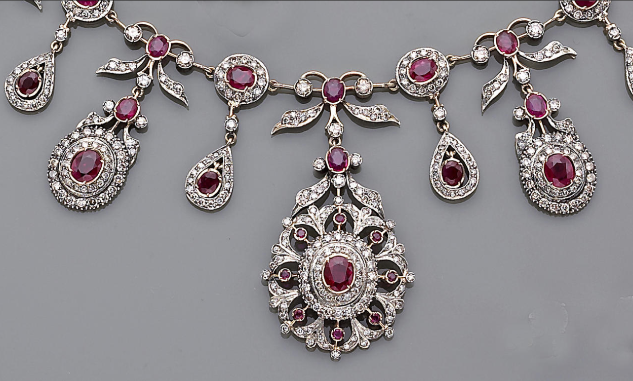 Belle epoque Ruby and Diamond Necklace, by Faberge