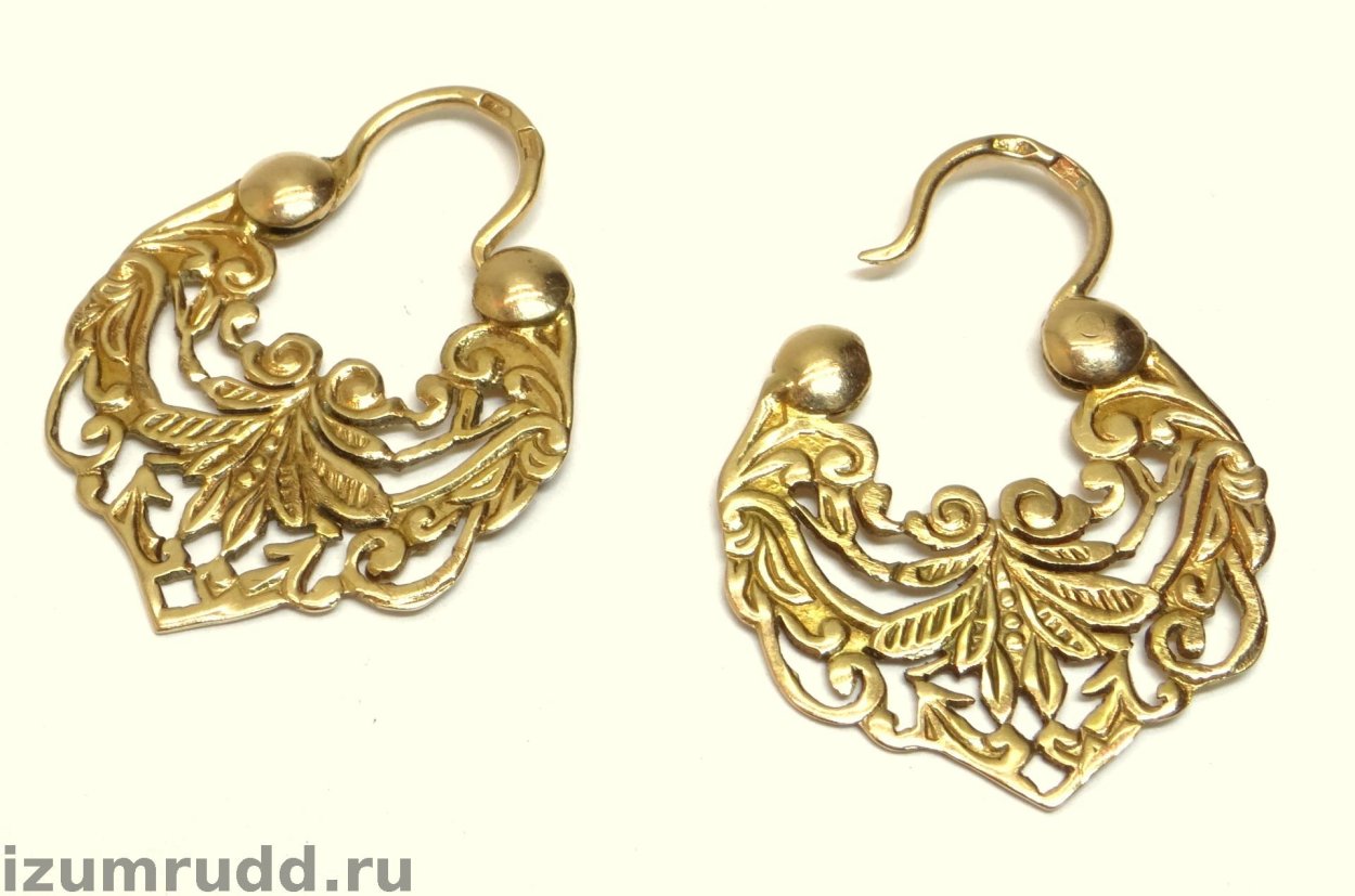 Серьги калачи цыганские золотые