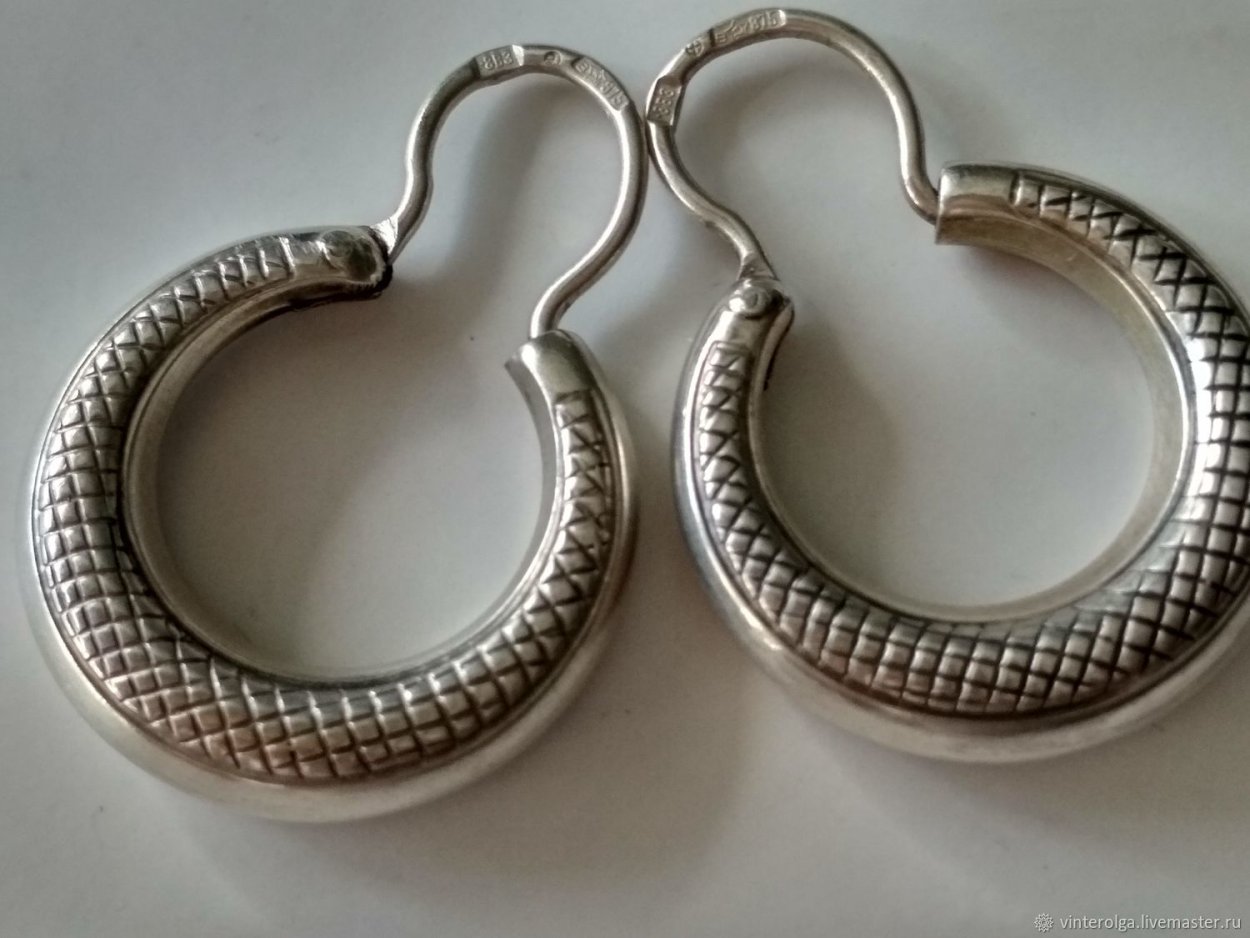 Серьги калачи серебро 875