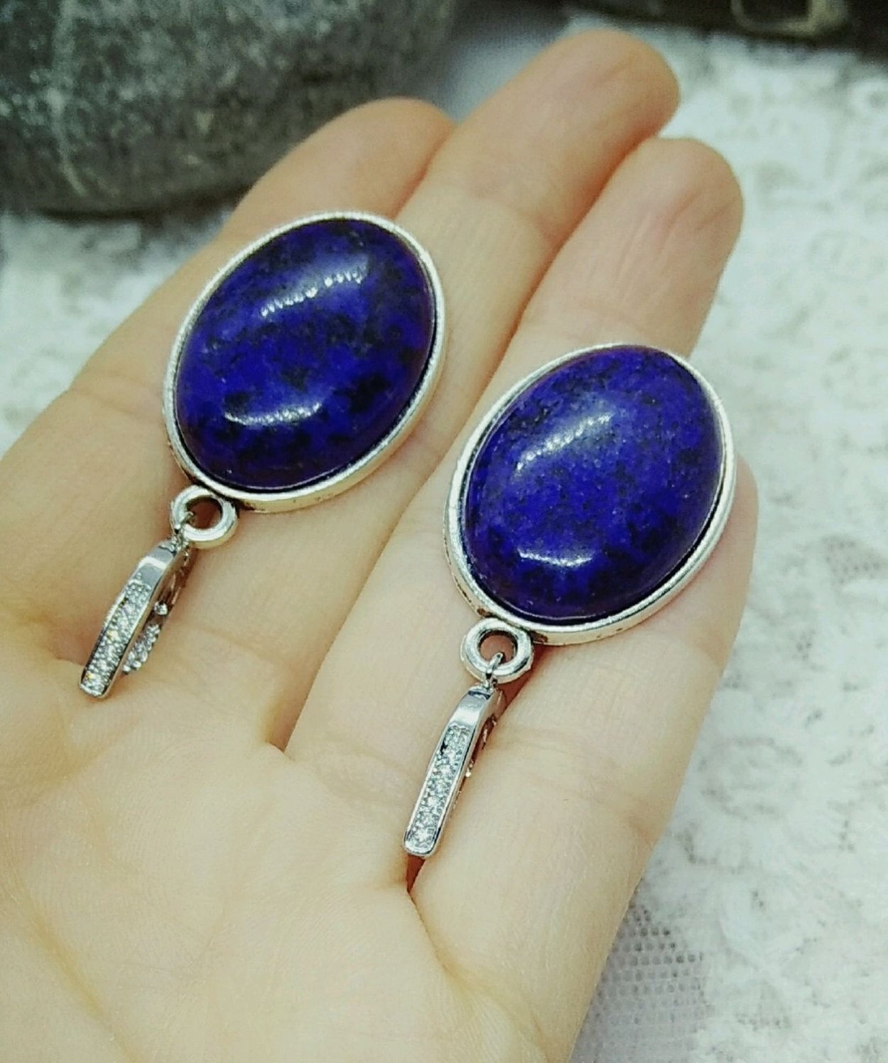 Серьги крупные с лазуритом