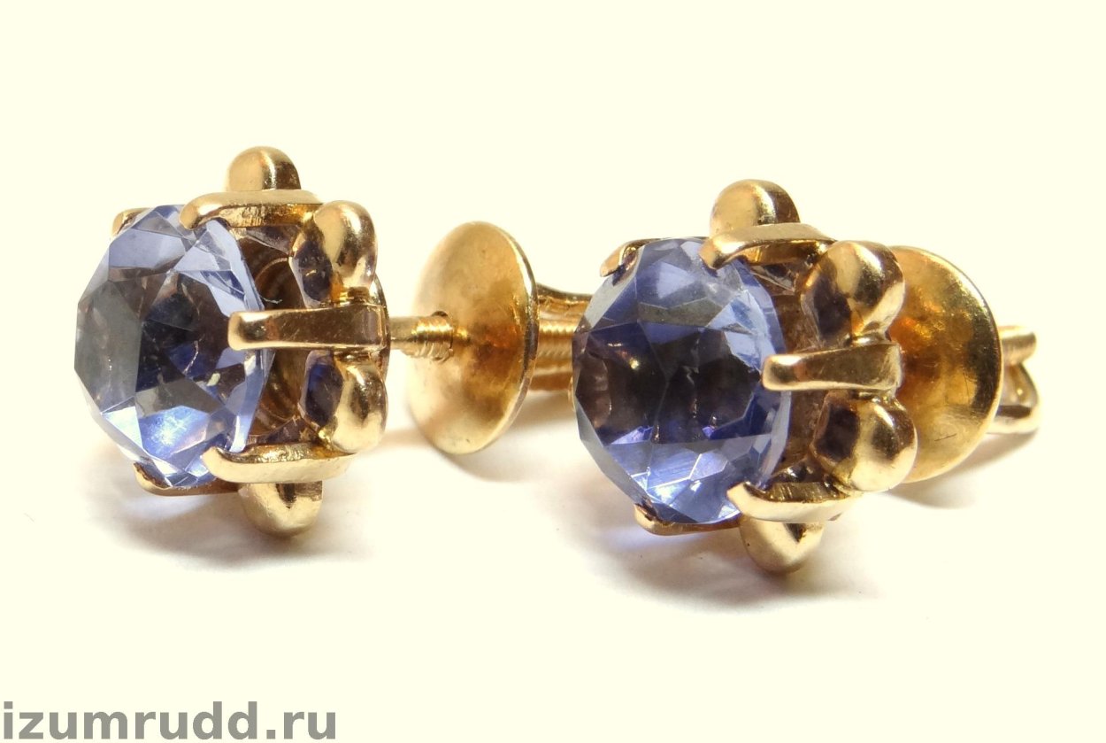 Серьги бриллиант золото сапфир Самоцветы