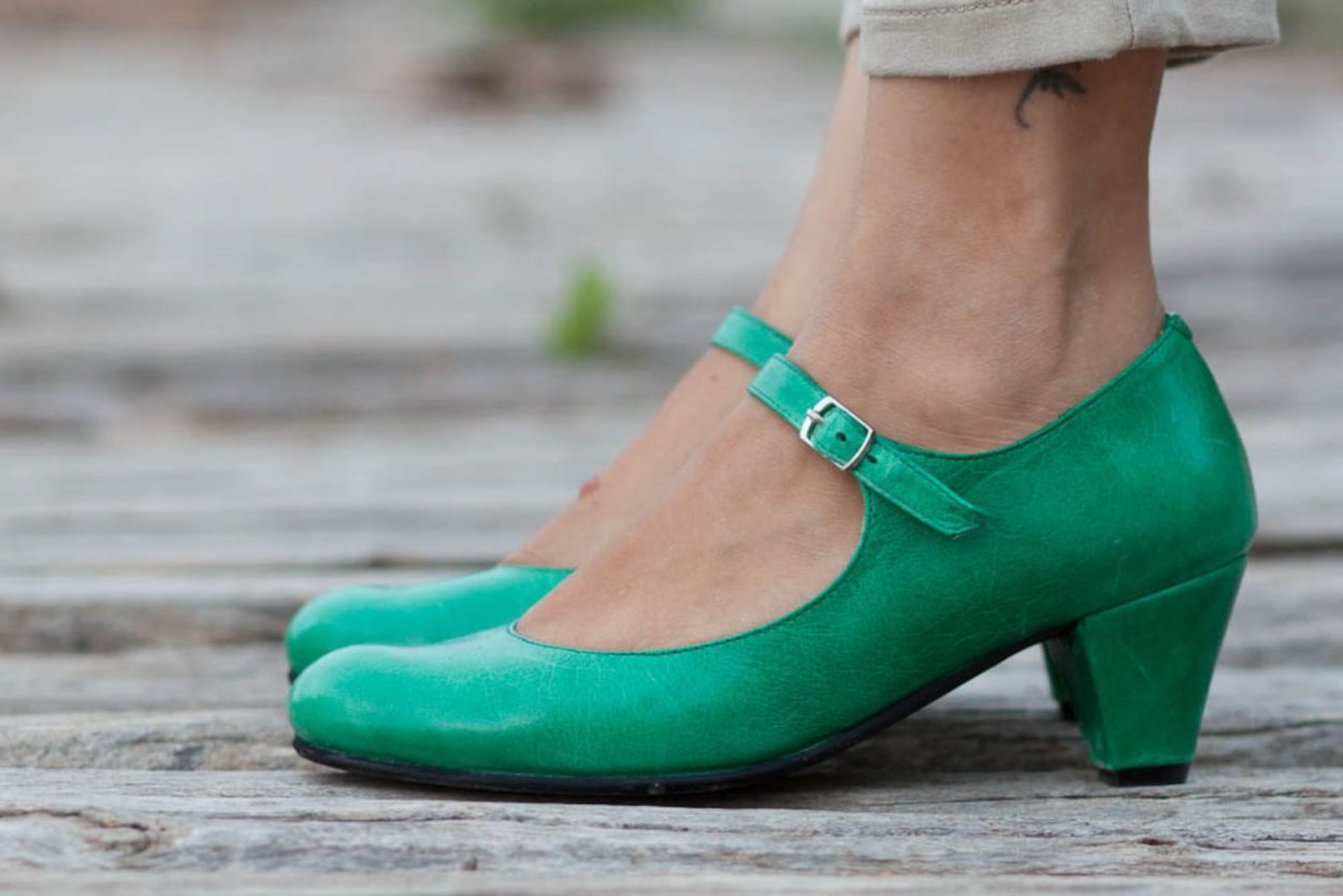 Туфли Мэри Джейн зеленые