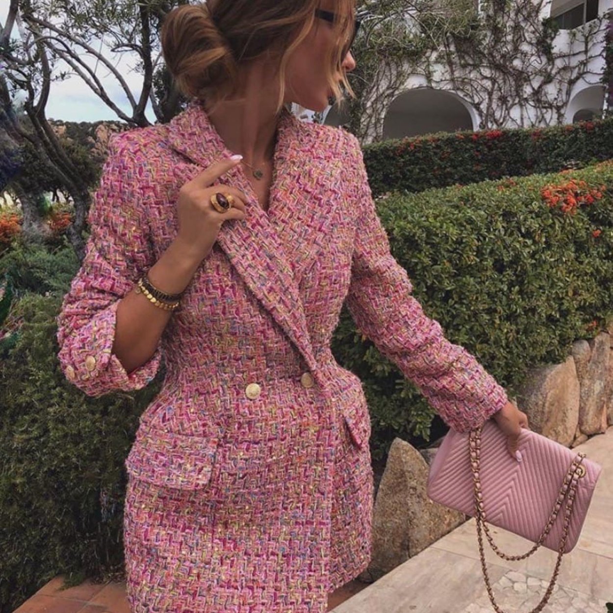 Жакет Chanel твидовый розовый пиджак