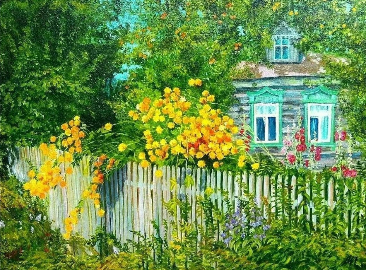 Домик в деревне с черёмухой