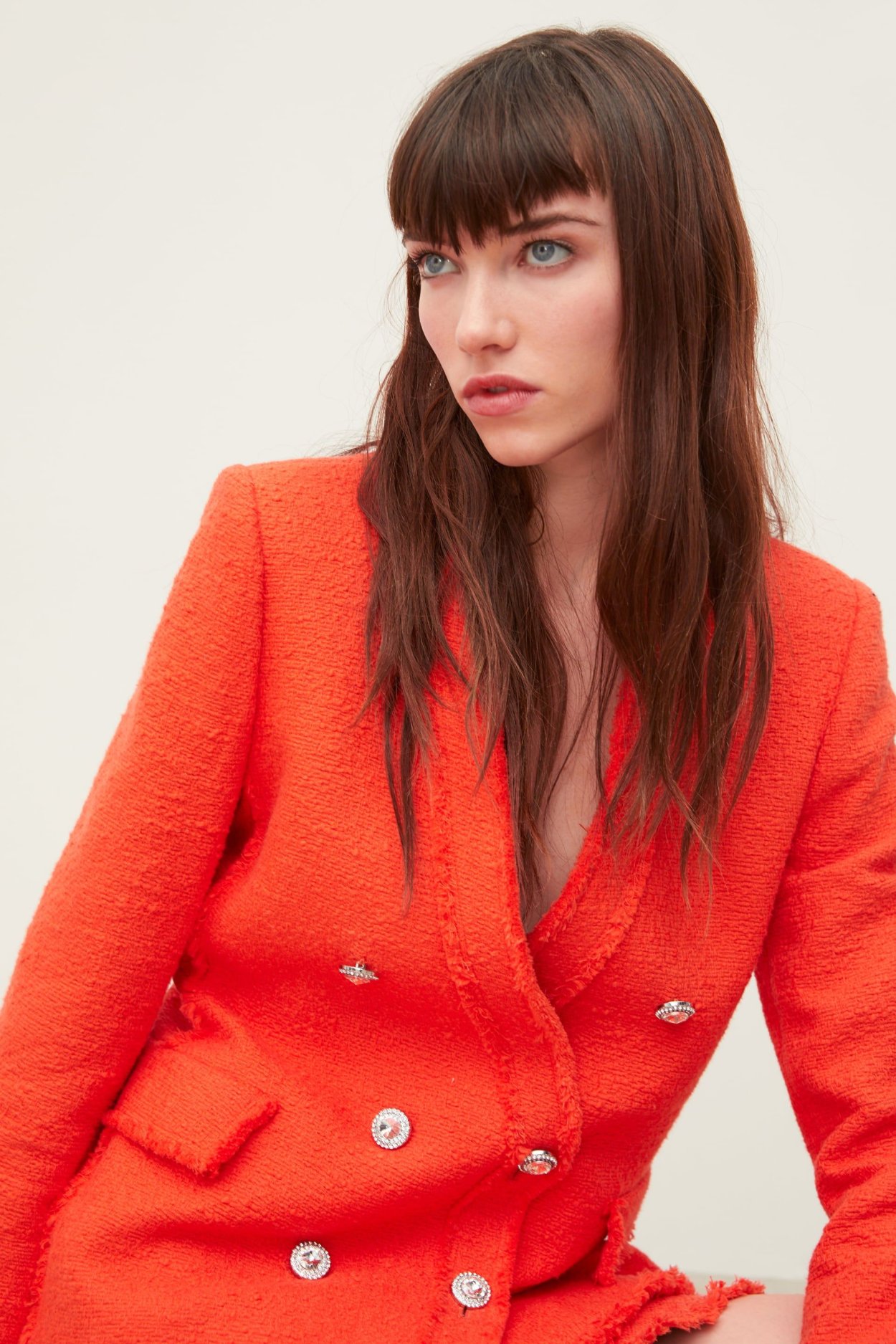 Красный твидовый пиджак Zara