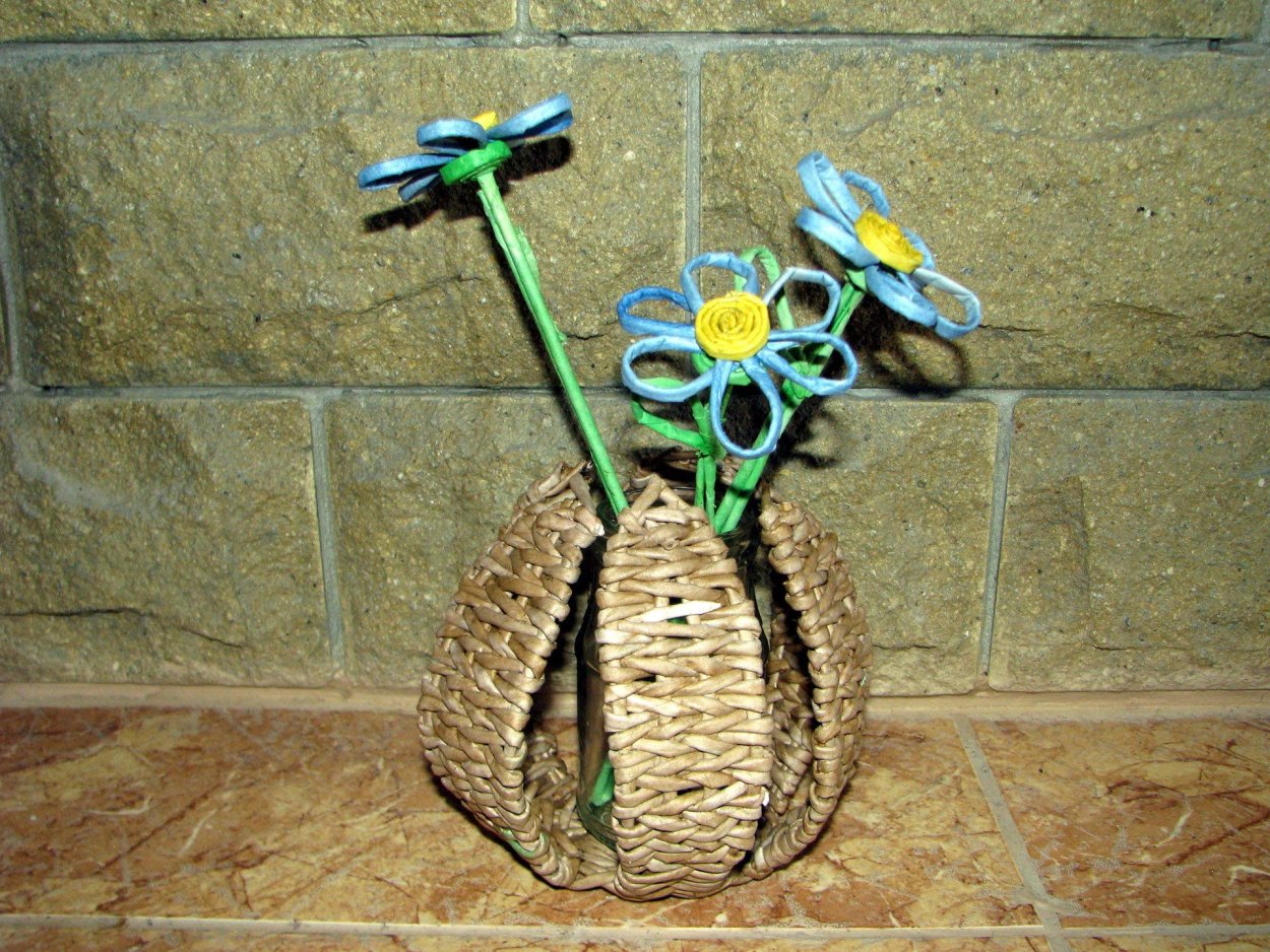 Круглые корзины короба из бумажной лозы