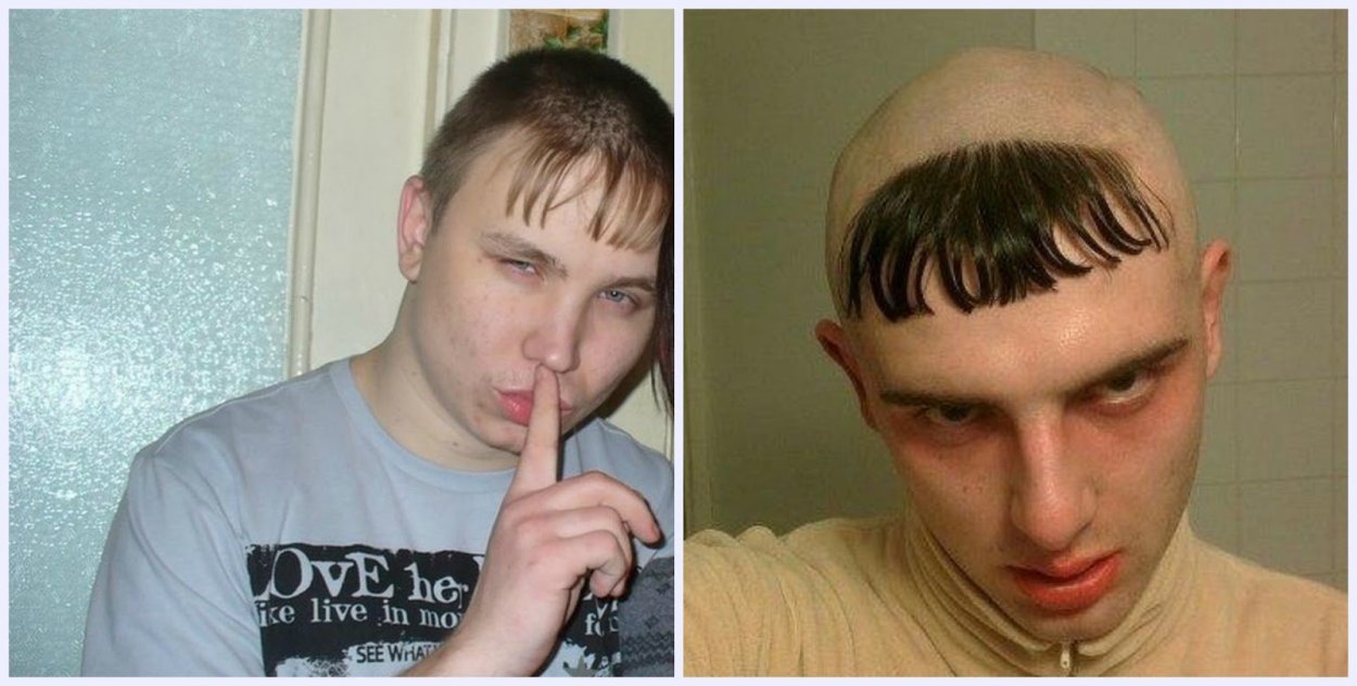 Лысый с челкой