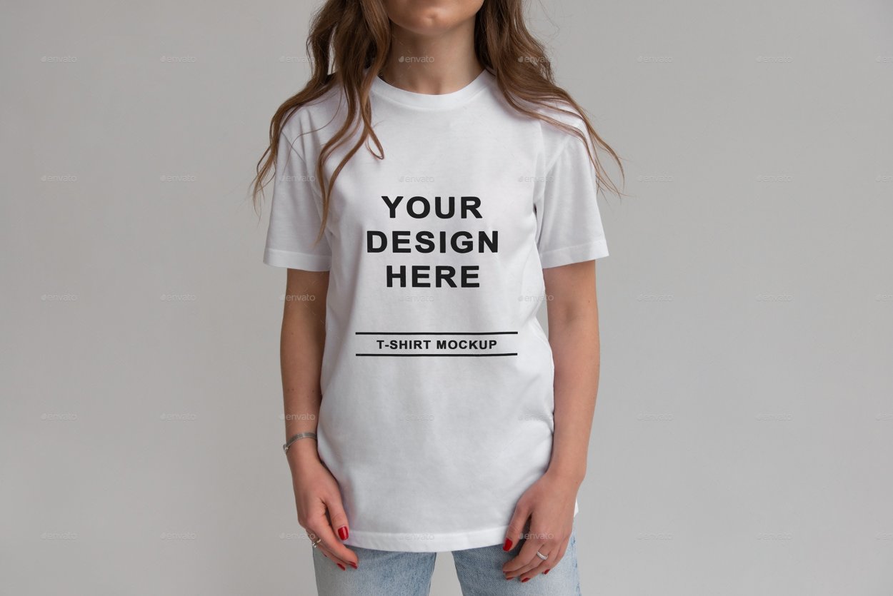 White t-Shirt Mockup girl