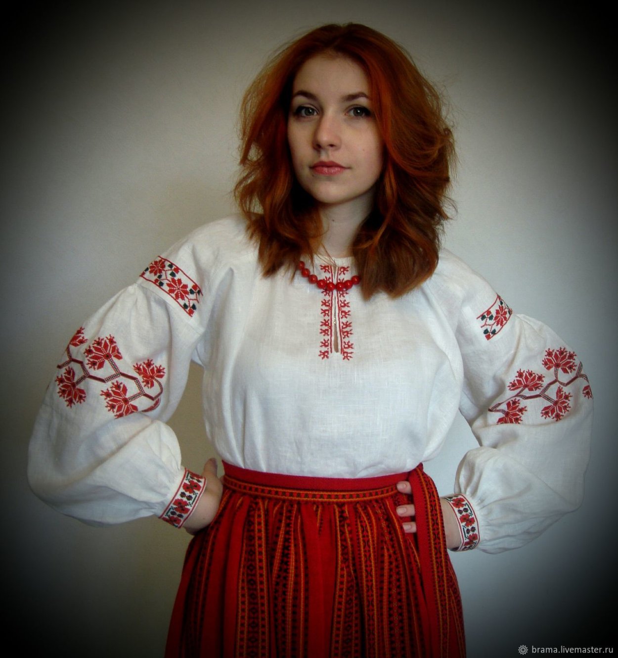 Рубашка женская русская народная с вышивкой