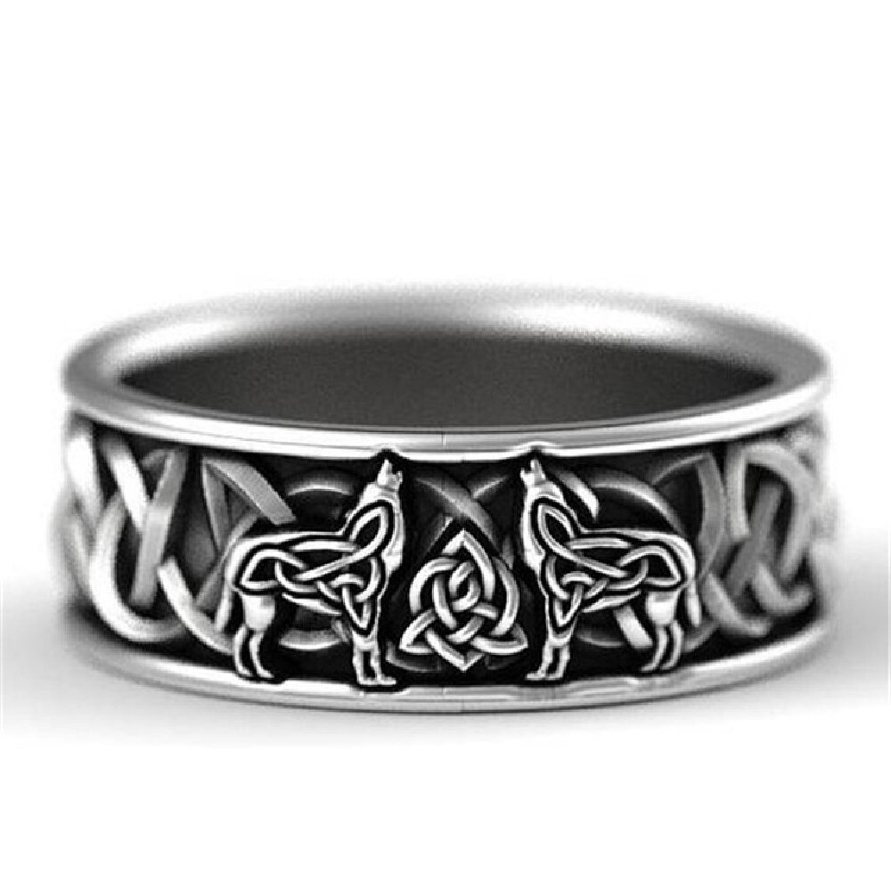 Wolves Band Ring 925 Sterling Silver