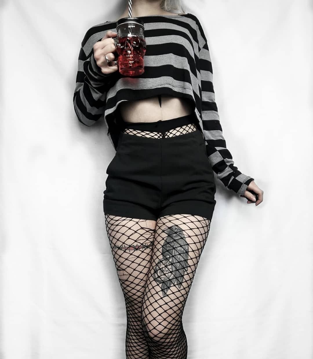 Goth outfit Грандж чёрная корейская одежда