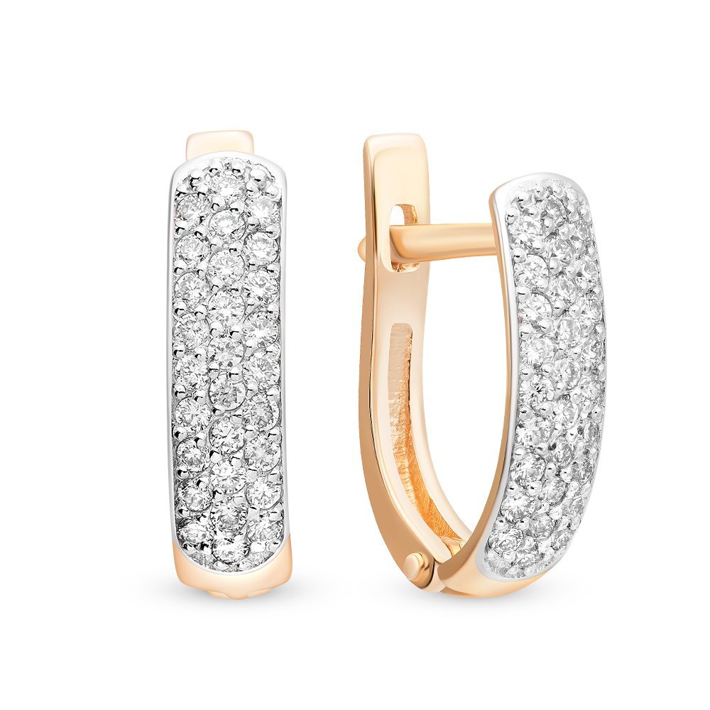 Серьги с бриллиантом. 585 Золотой