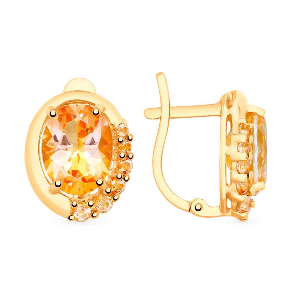 Серьги с 2 топазами из красного золота (арт. 93772-2172137)