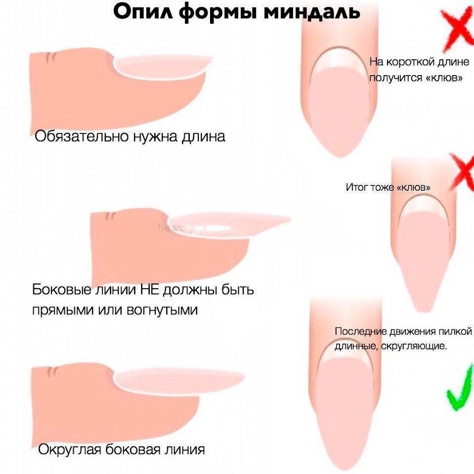Схема опила формы ногтей