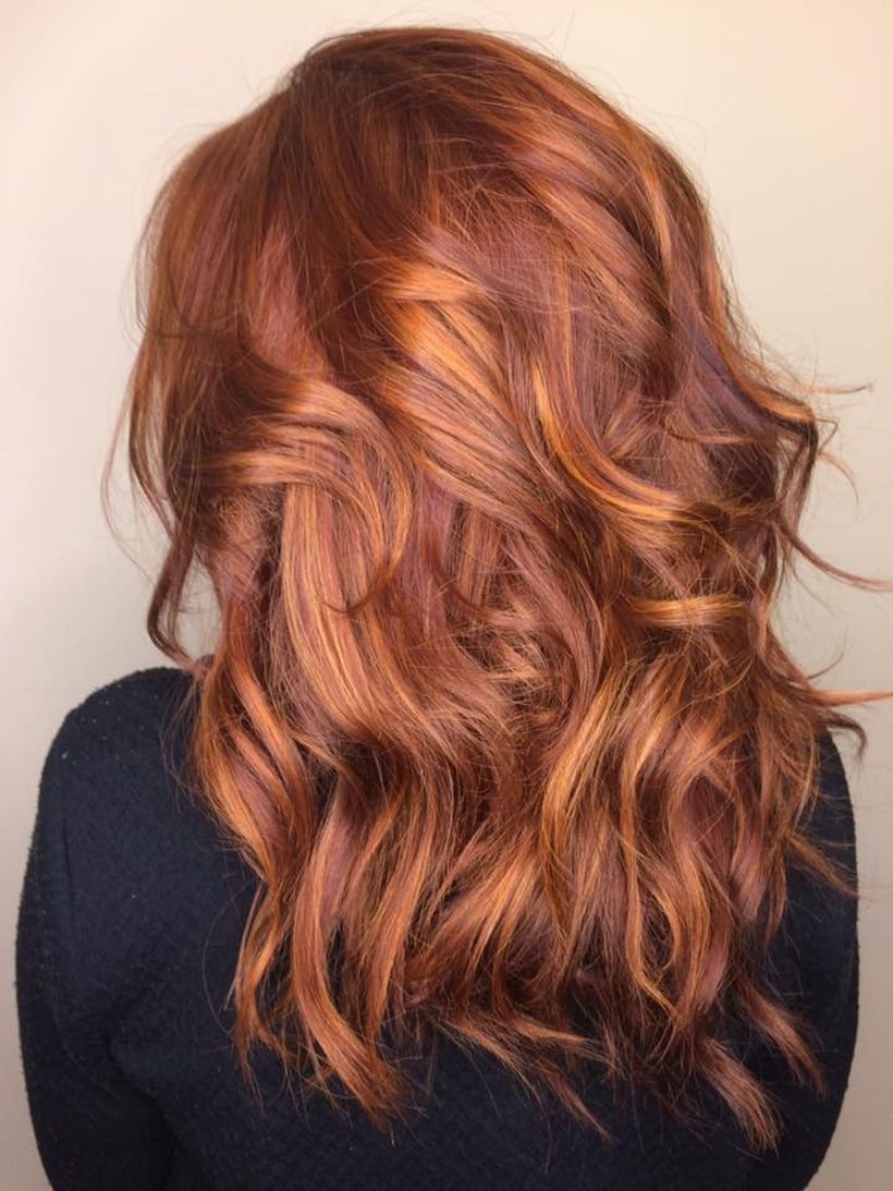 Рыжий цвет волос с мелированием