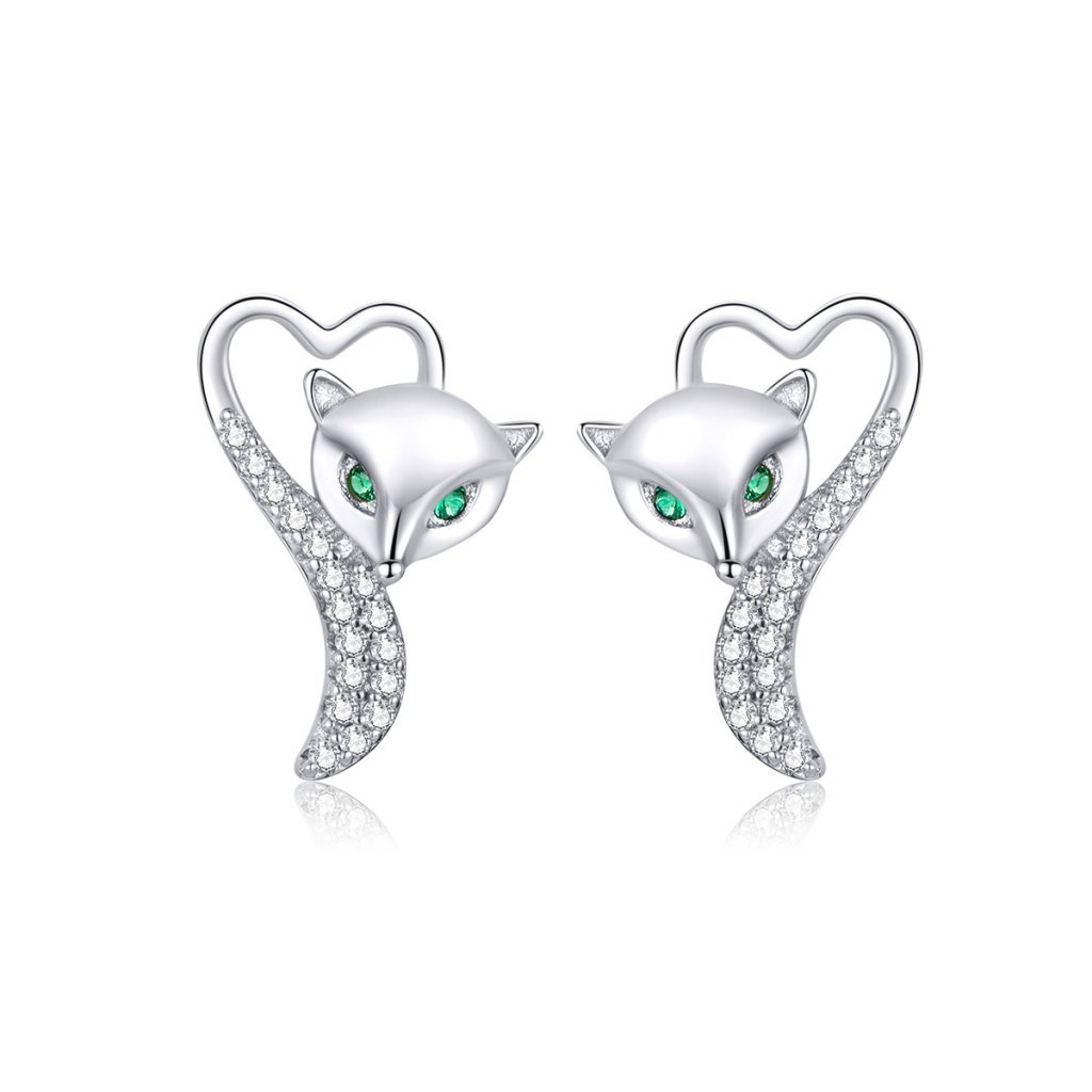 Серьги лиса серебро