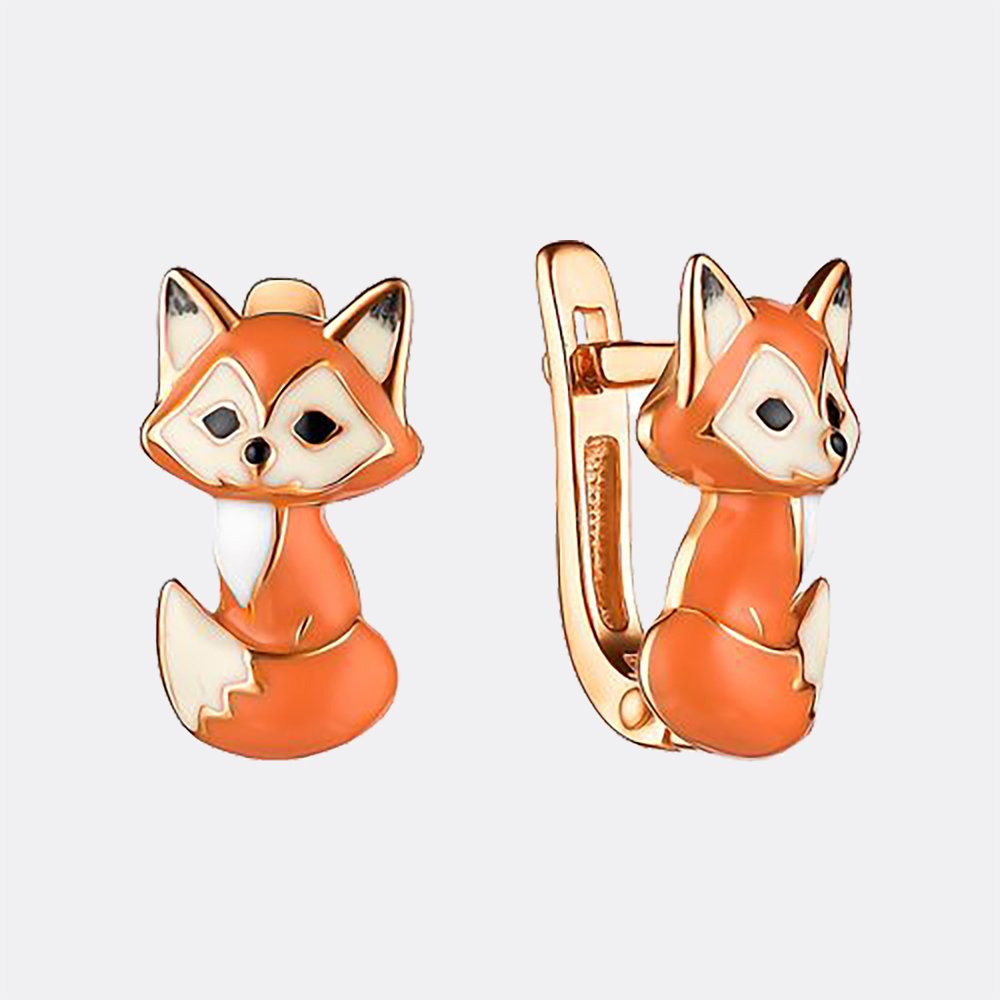 Детские серьги собачки породы корги из серебра 925 пробы Dewi Kids