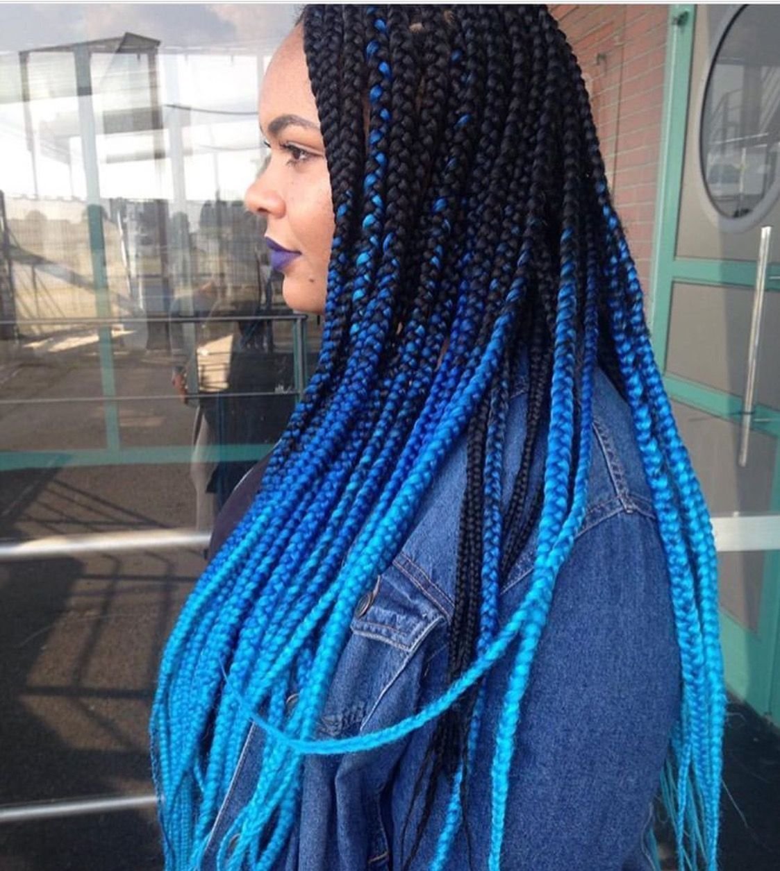 Афрокосы Box Braids голубые