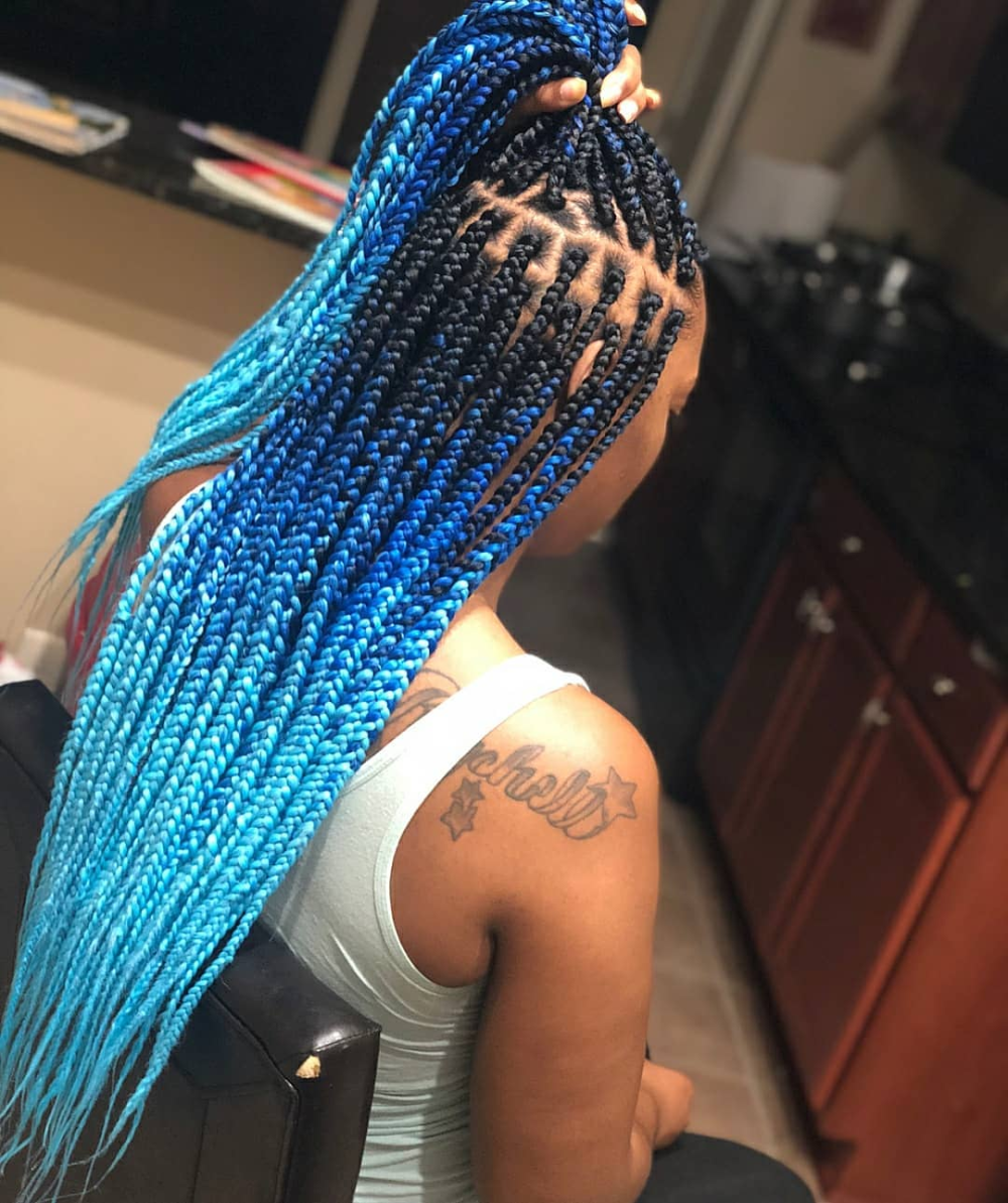 Афрокосы Box Braids голубые