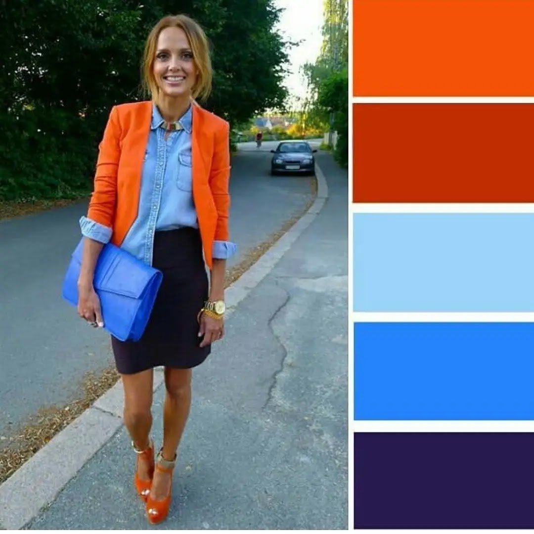 Сочетание с оранжевым цветом