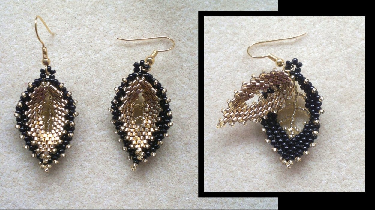 Серьги листики из бисера