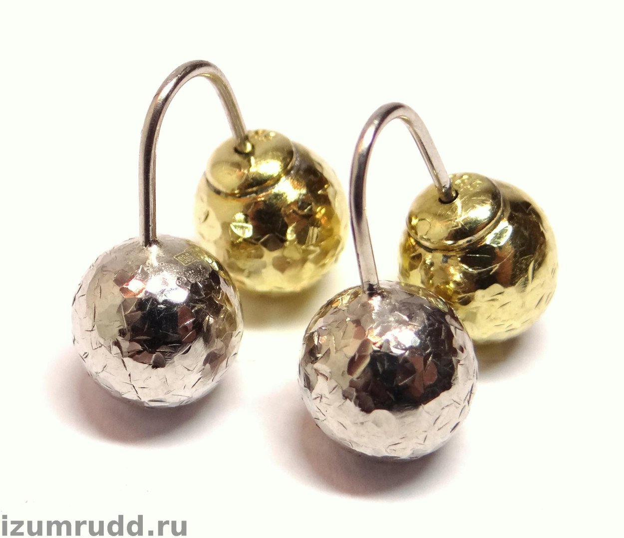 Золотые серьги шары 585