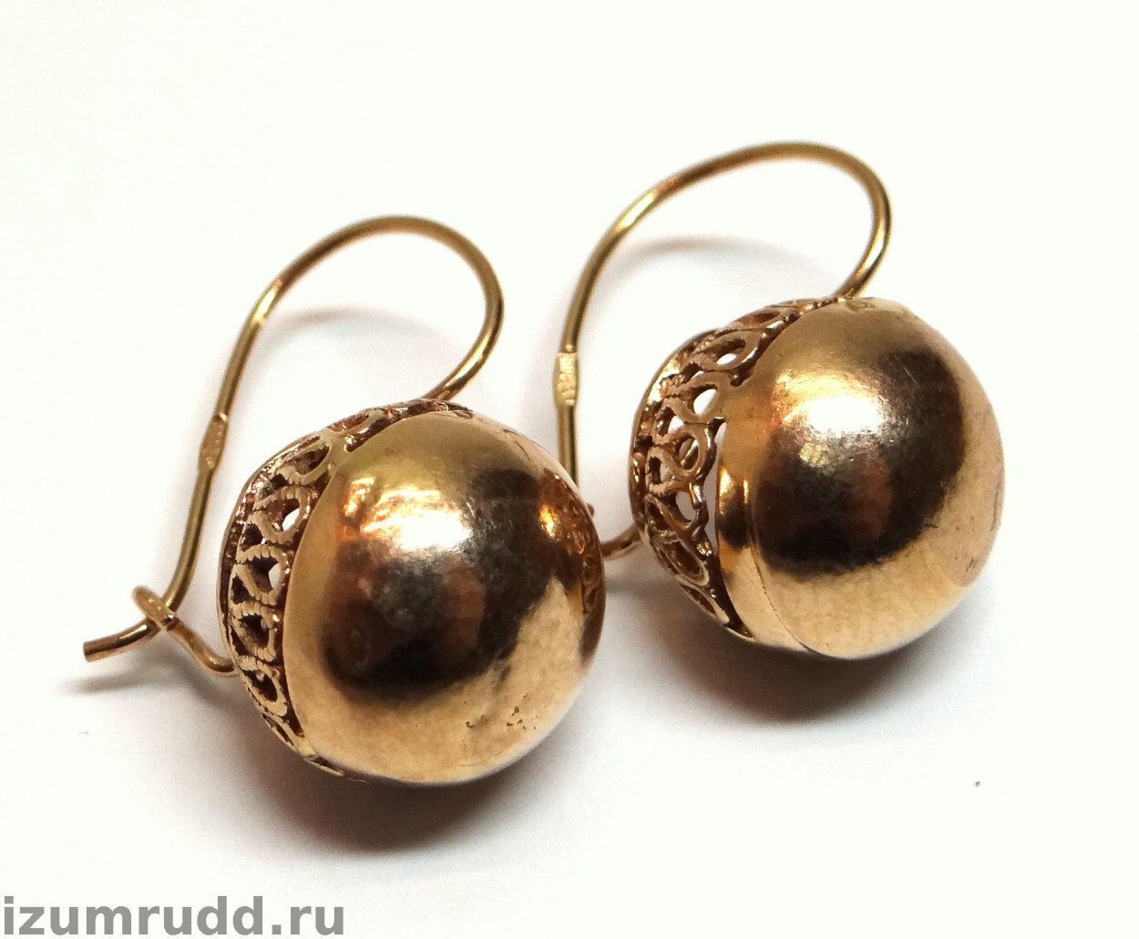 Золотые серьги шары 585 проба