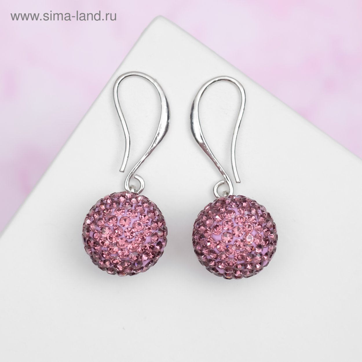 Серьги со стразами шар Шамбала 12