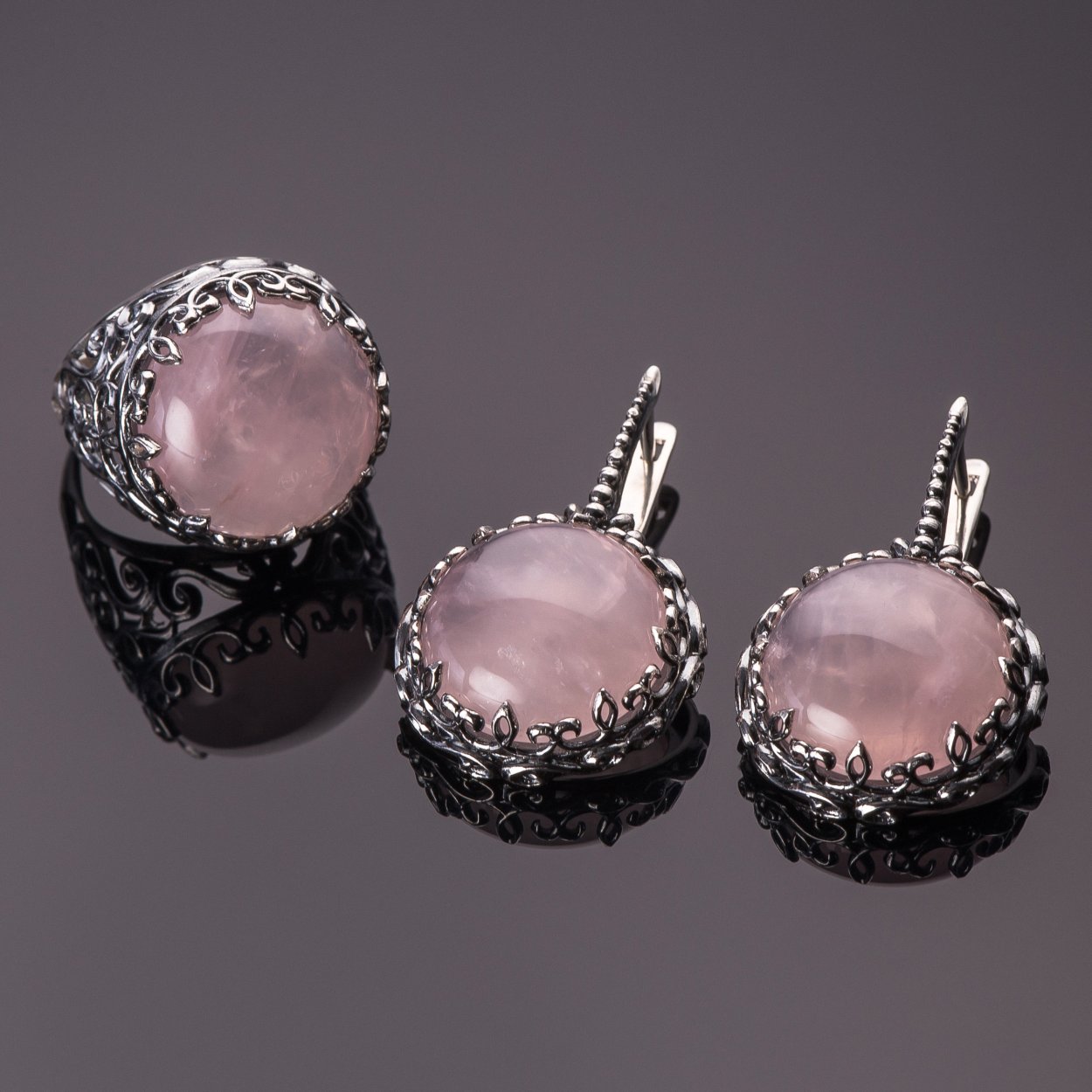 Серьги, розовый кварц, мцв842