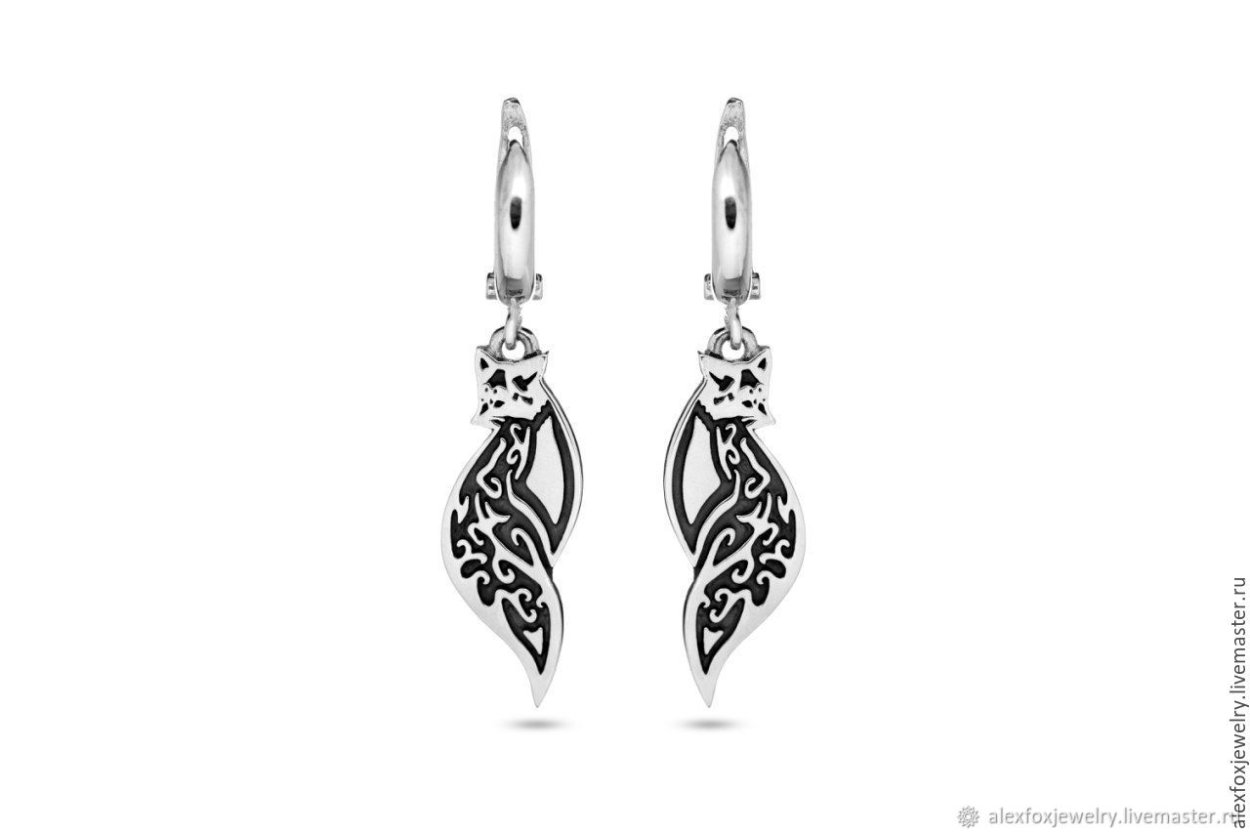 Серебряные серьги лисы