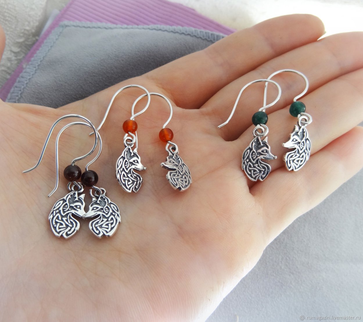 Сережки лисички серебро