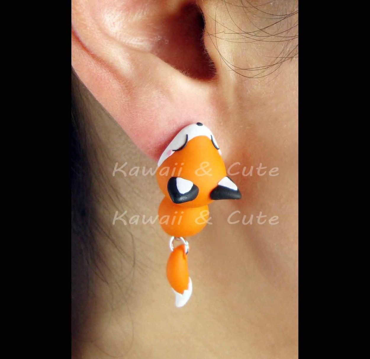 Серьги из полимерной глины Лисичка