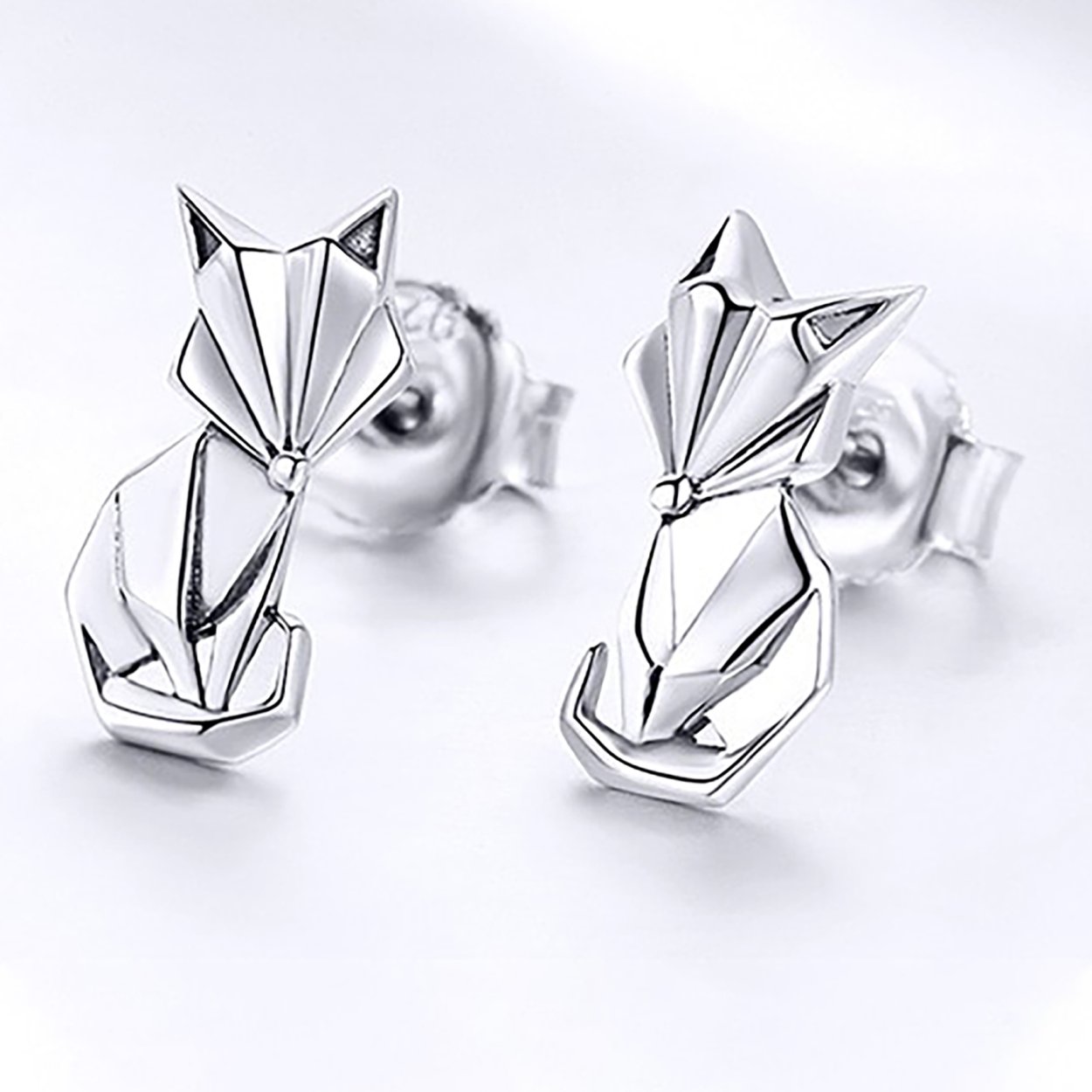 Серьги лиса серебро