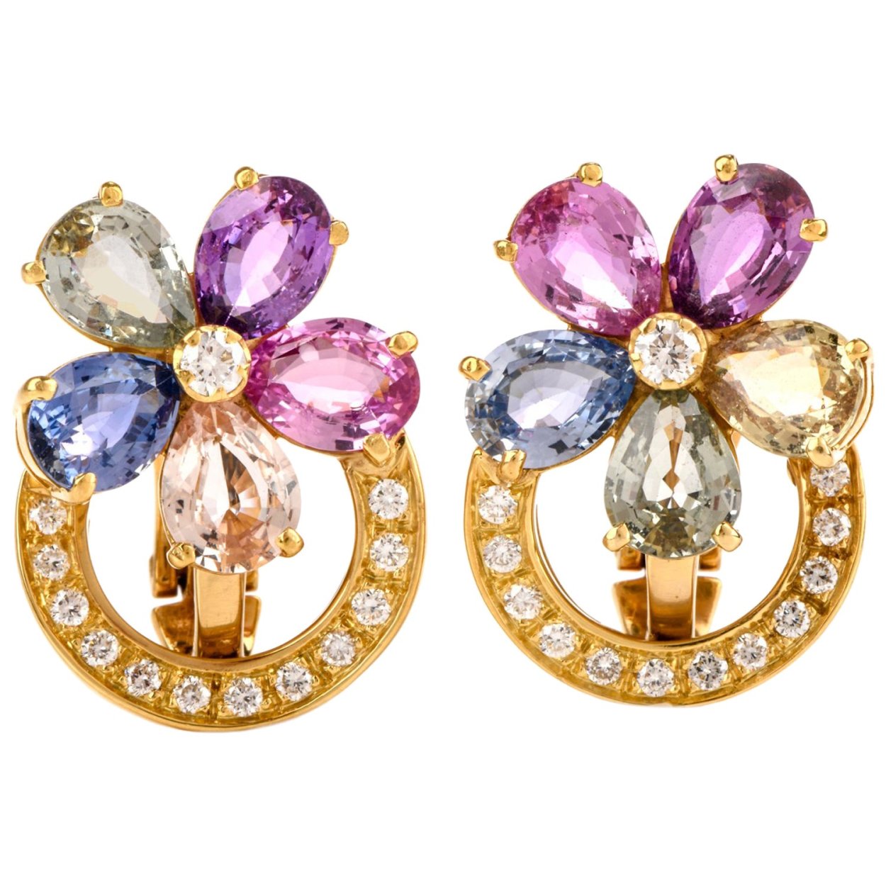 Bvlgari Multicolor Sapphire Flower серьги