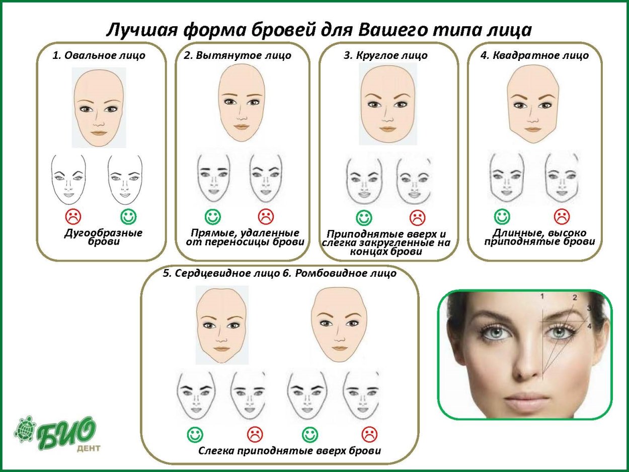 Форма бровей под Тип лица