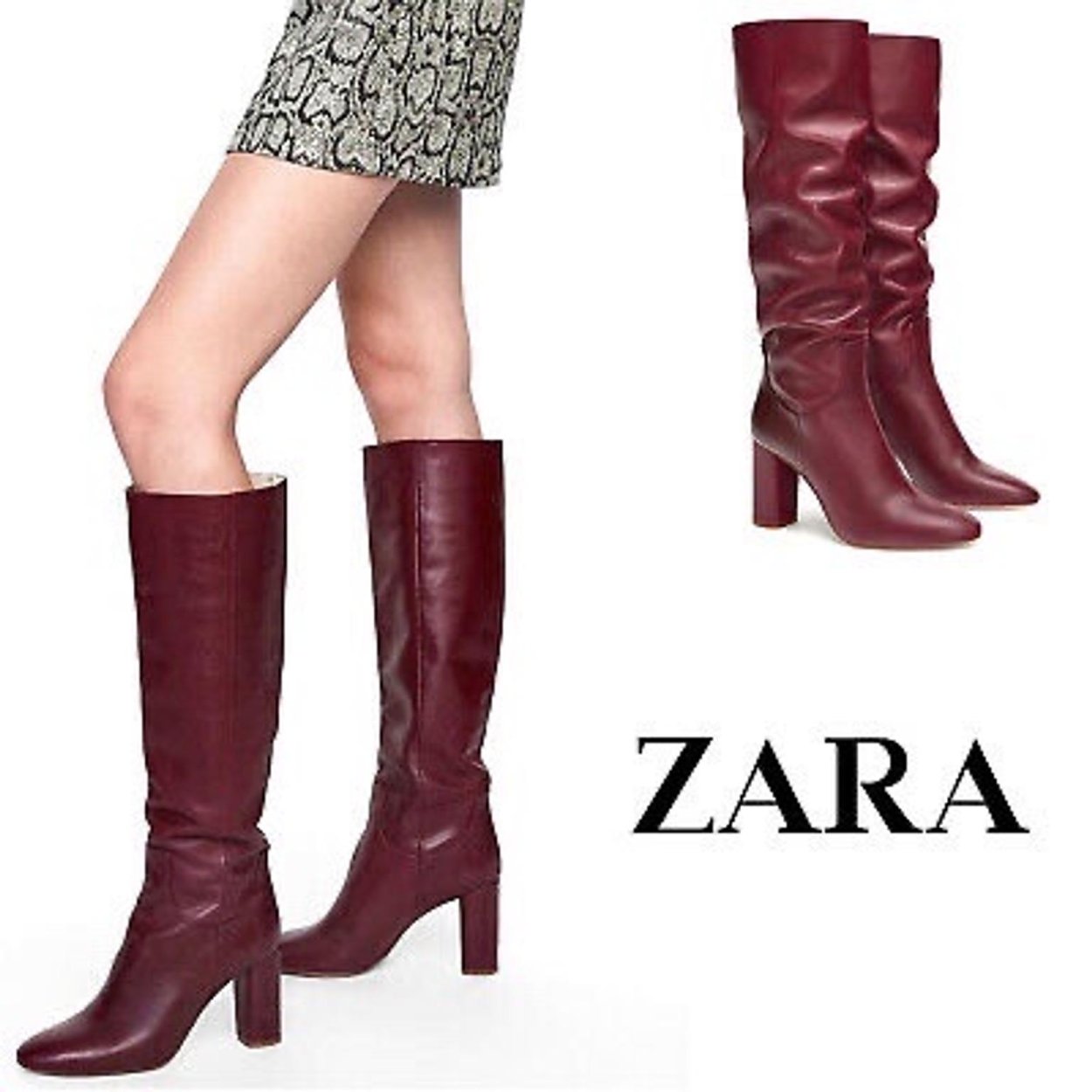 Zara сапоги бордовые