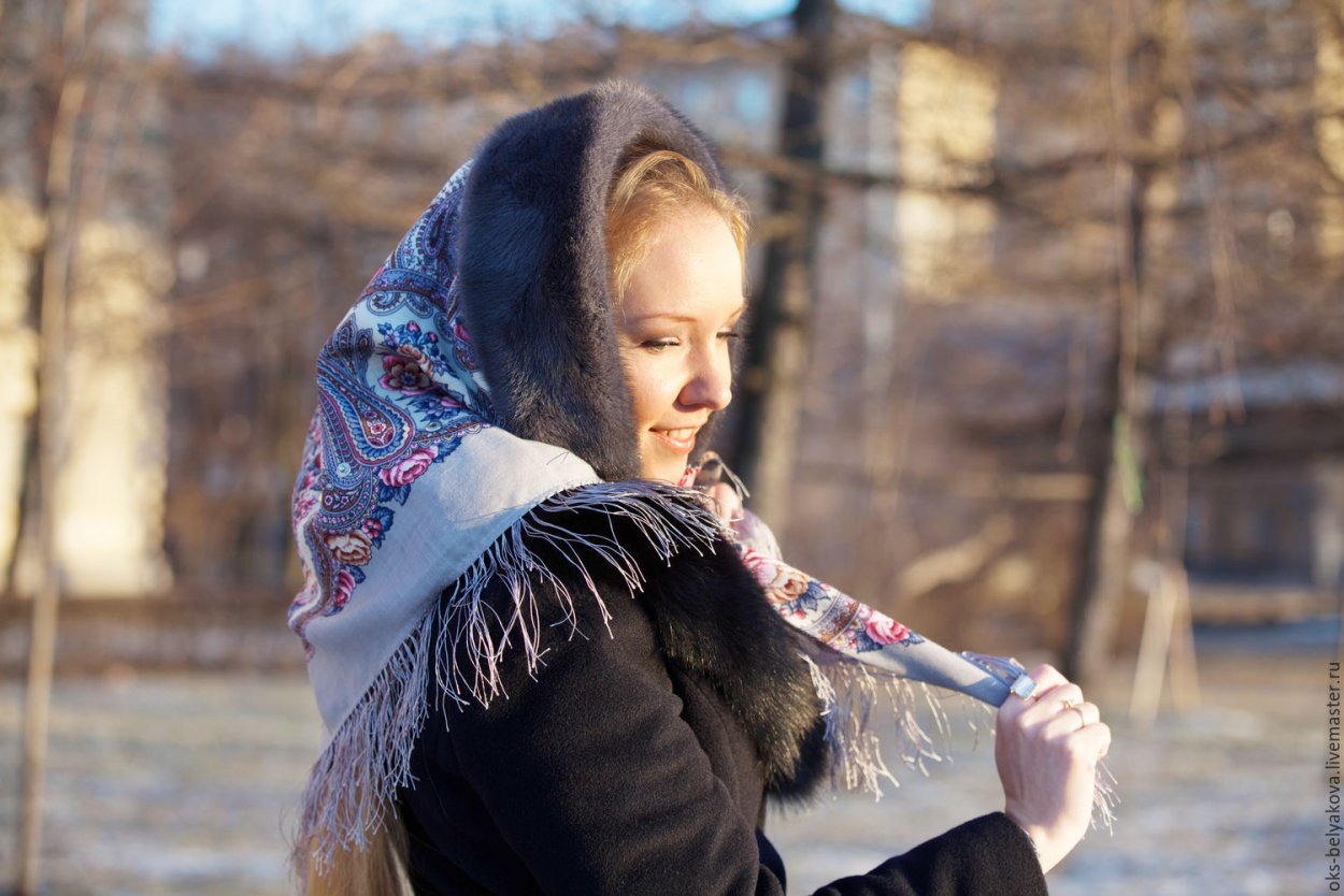 Платок на голову под шубу