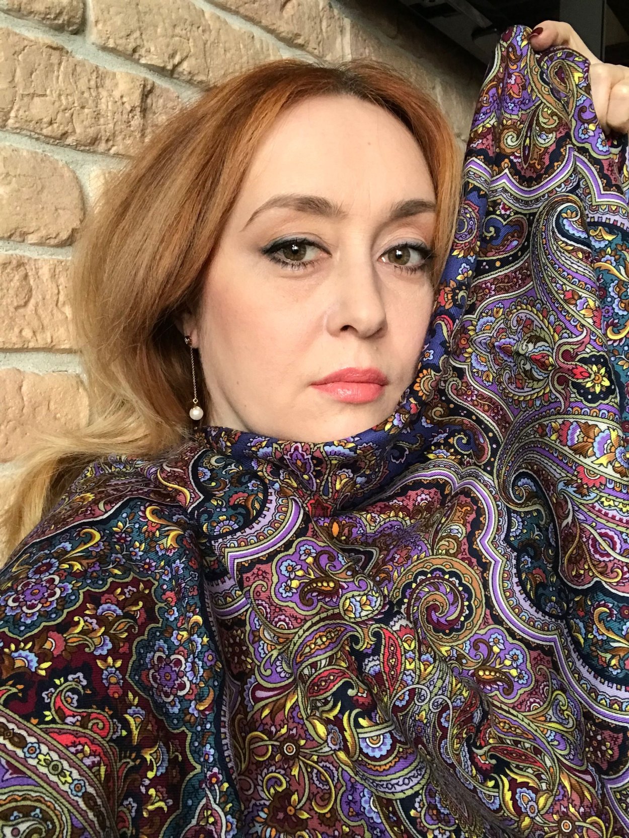 Богатая невеста шаль Павловопосадская