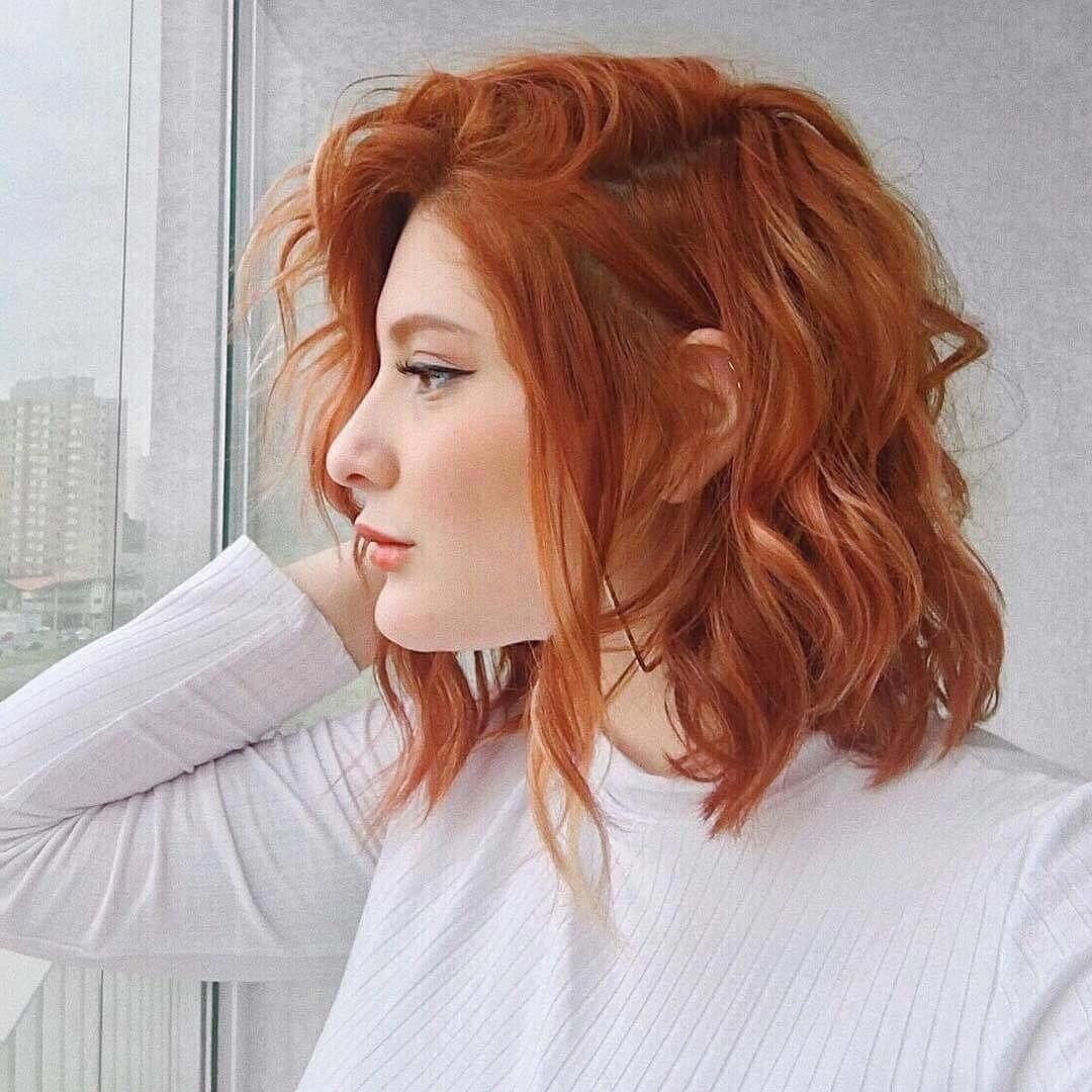 Рыжее удлиненное каре