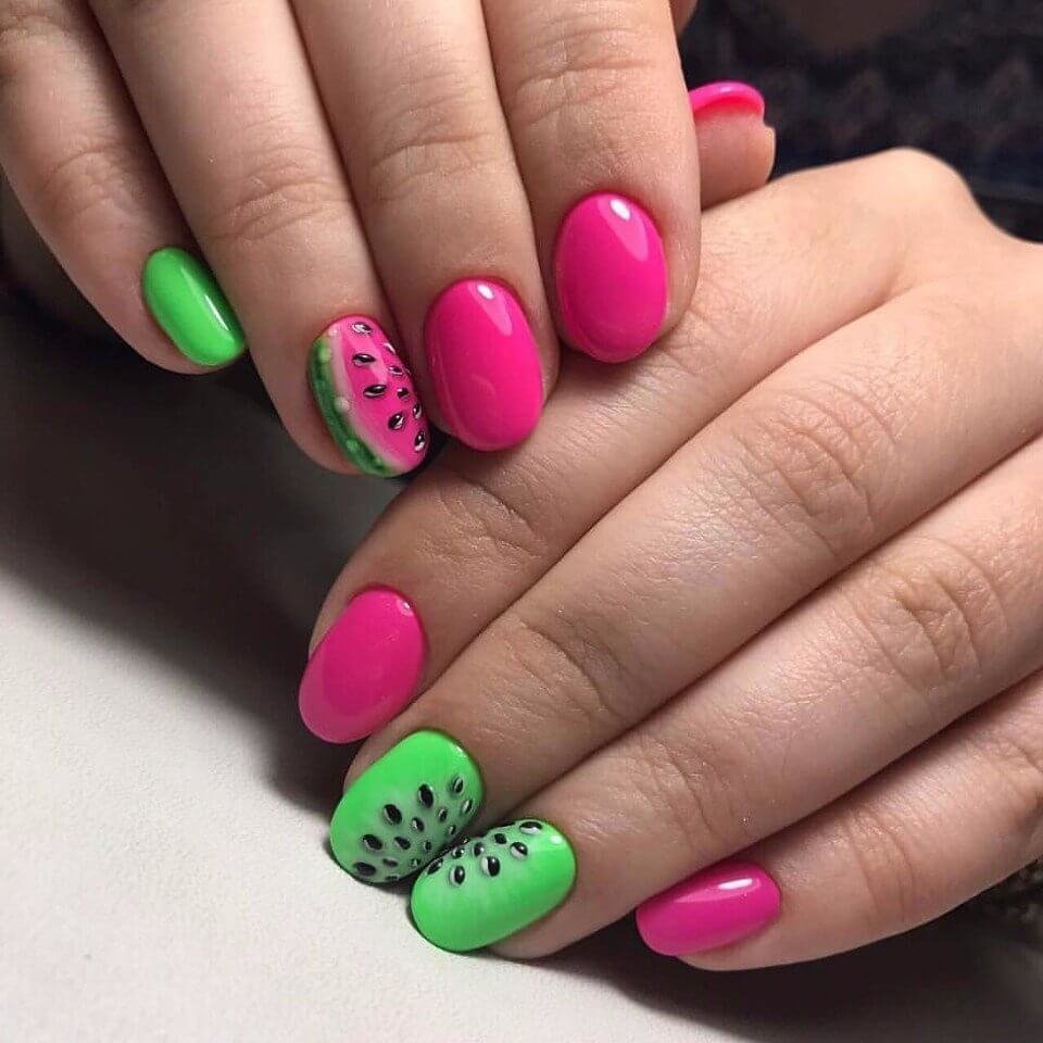 Маникюр на короткие ногти яркие цвета