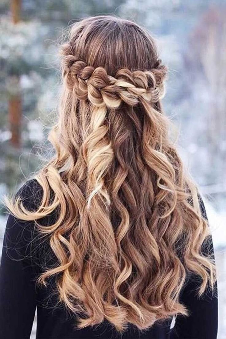 Прическа кудри с косой