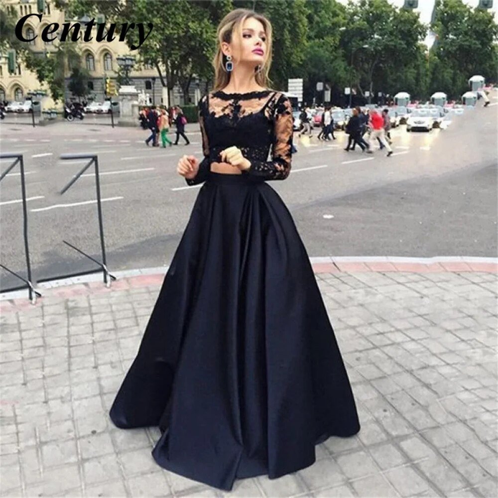Черное длинное платье