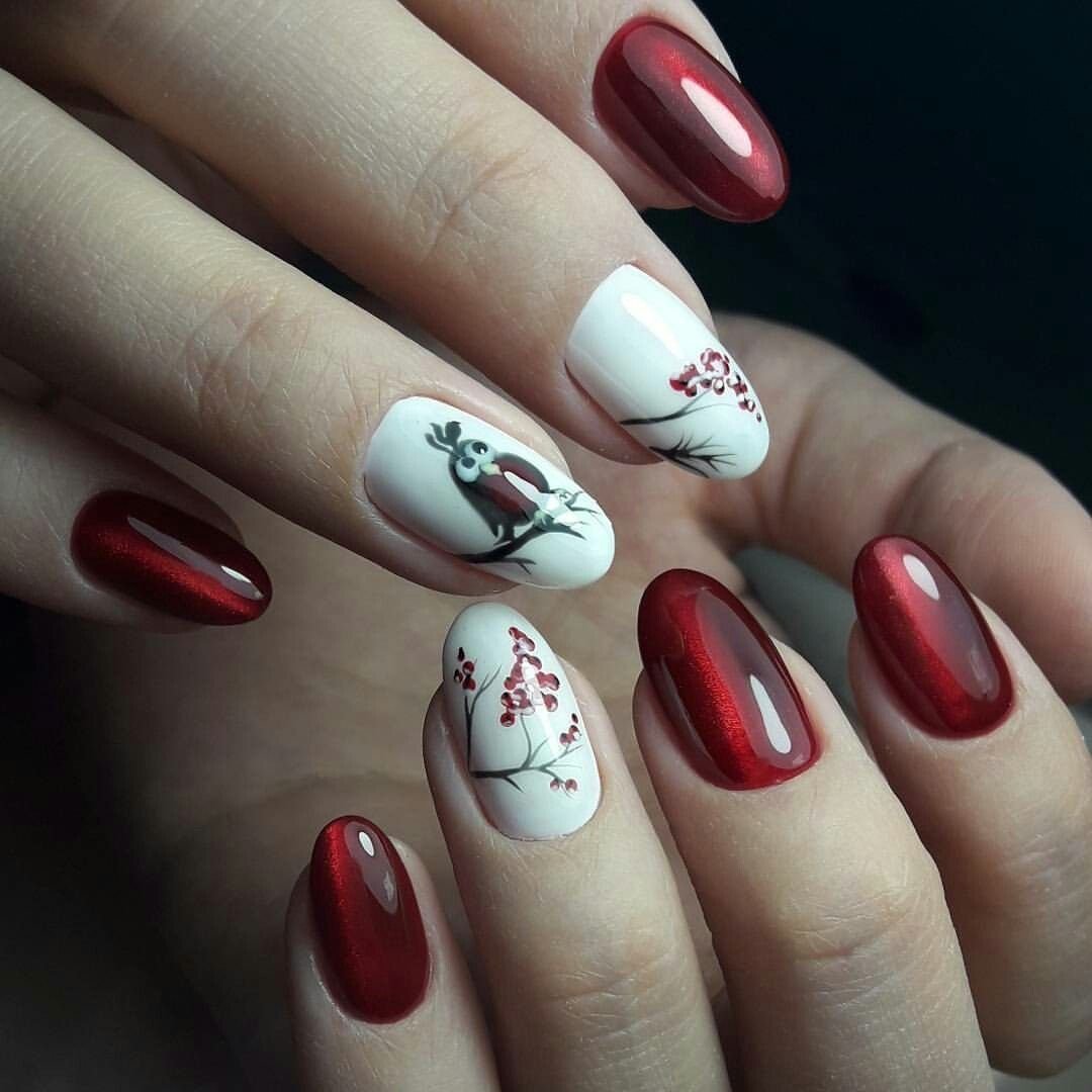 Дизайн ногтей красная кошка
