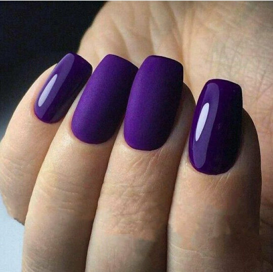 Дизайн ногтей квадрат фиолетовый с черным