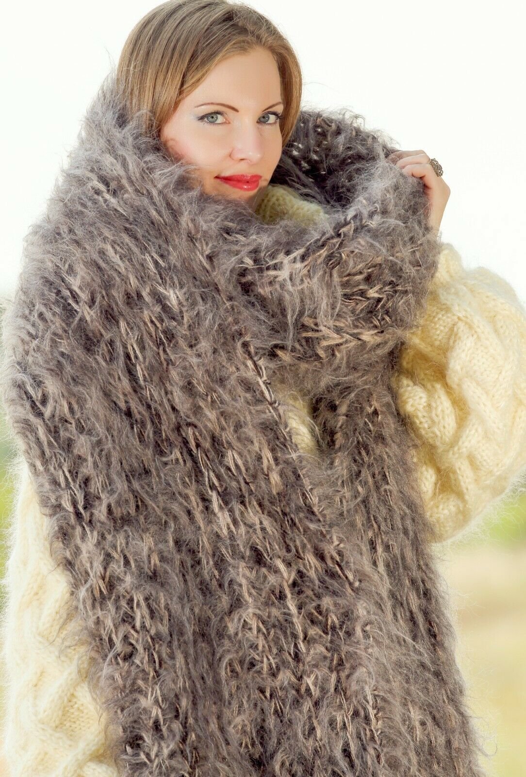 Fuzzy Extra long Mohair Scarf