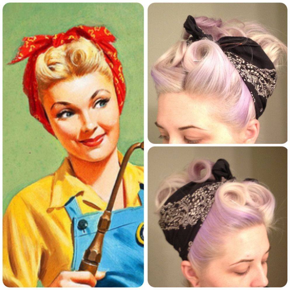 Прическа с банданой в стиле Pin-up