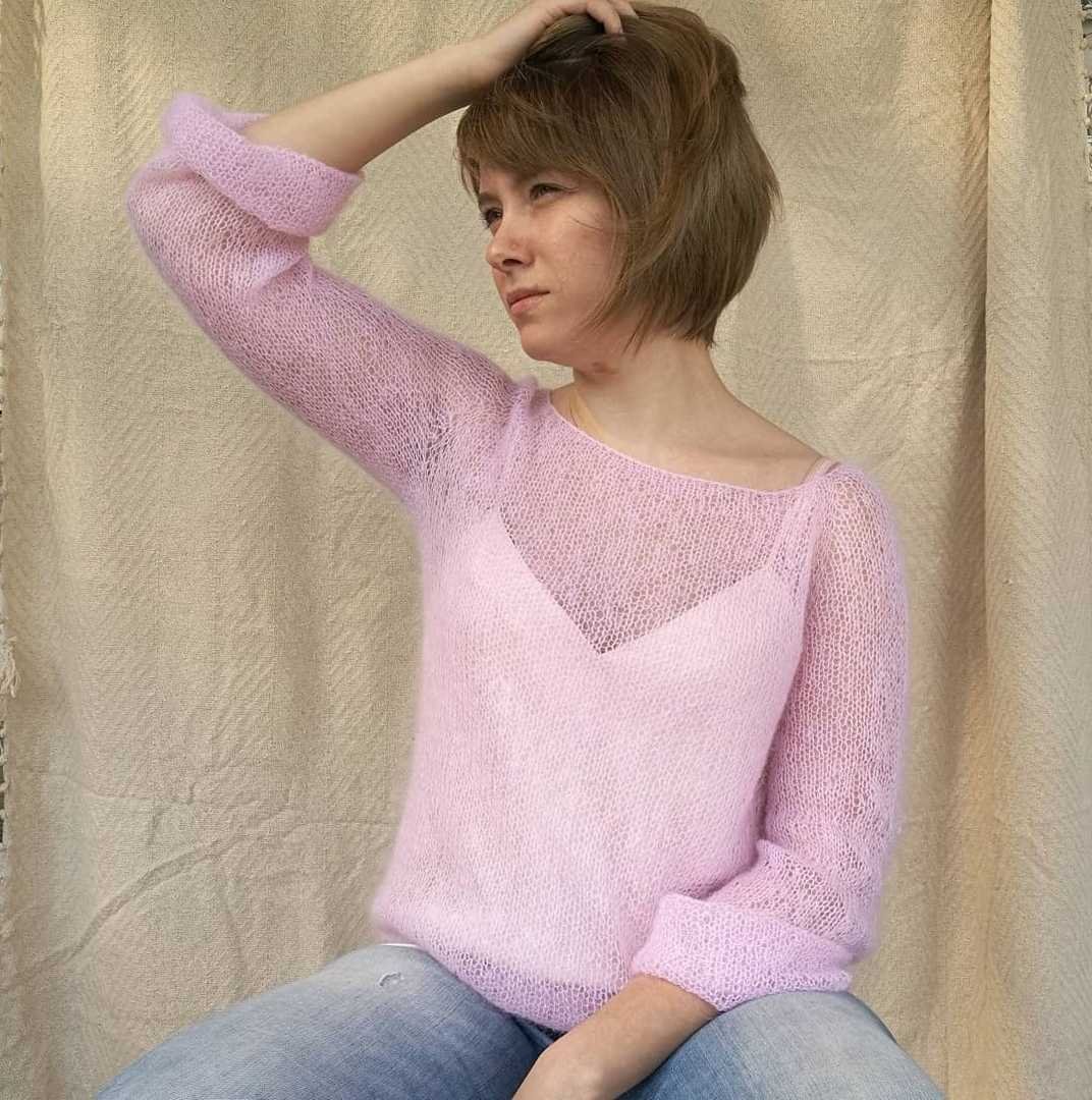 Ажурный мохеровый свитер