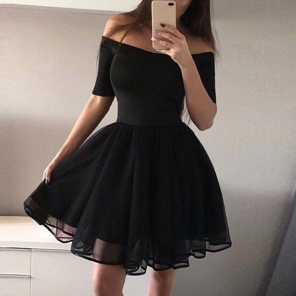 Черные короткие платья с пышной юбкой