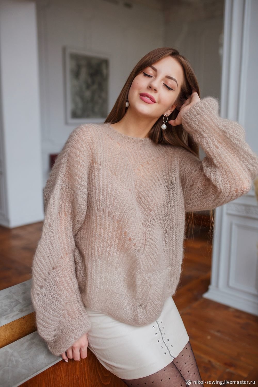 Свитер из мохера в стиле Colorblock
