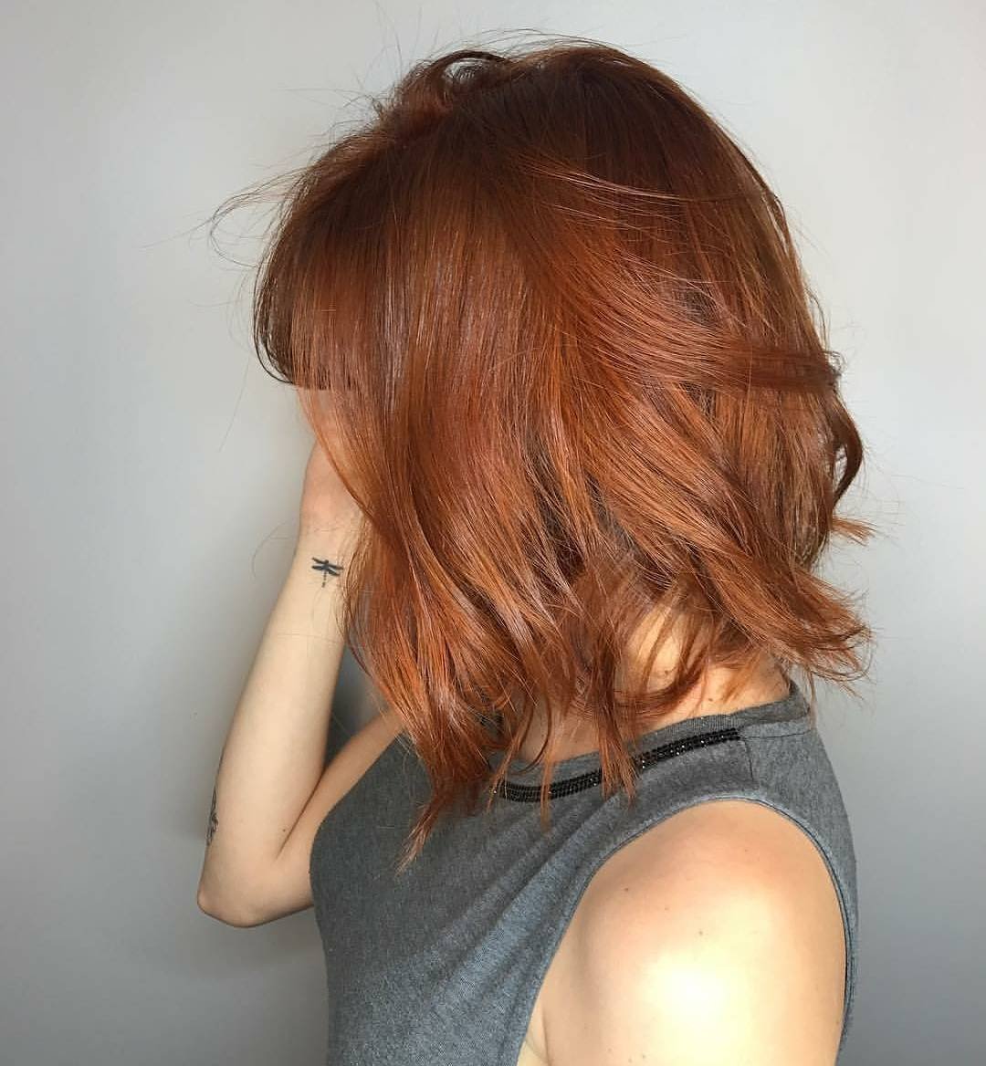 Стрижка Lob long-Bob рыжие волосы